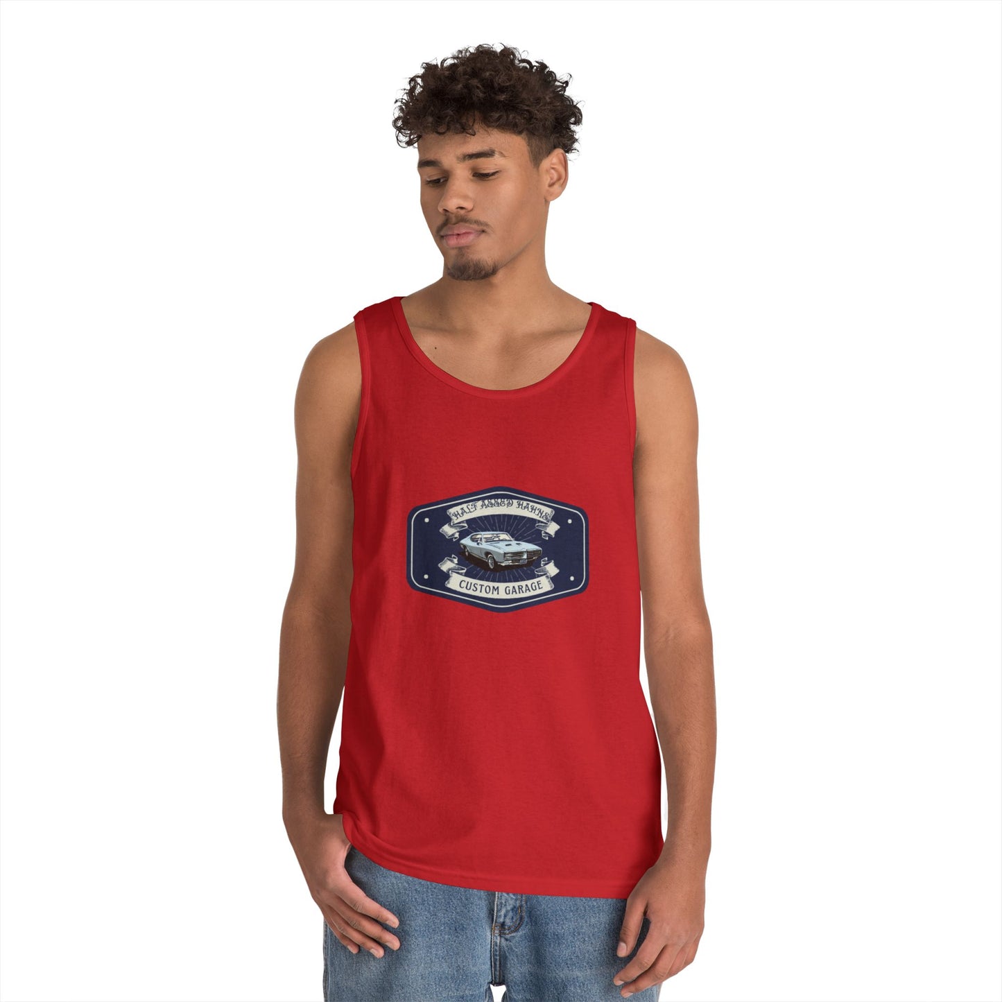 'HALF ASSED HAHNS' CUSTOM GARAGE - UNISEX HEAVY COTTON TANK TOP