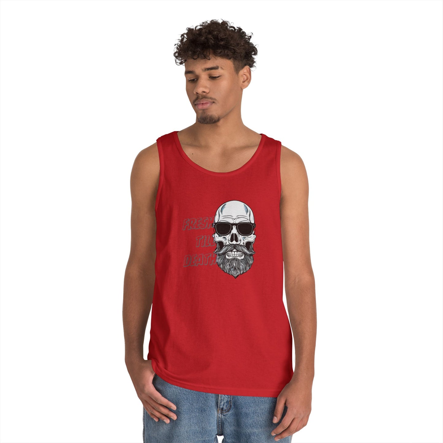 'FRESH TILL DEATH' BALDY - UNISEX HEAVY COTTON TANK TOP