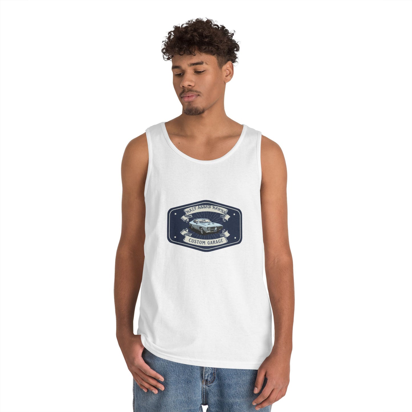 'HALF ASSED HAHNS' CUSTOM GARAGE - UNISEX HEAVY COTTON TANK TOP