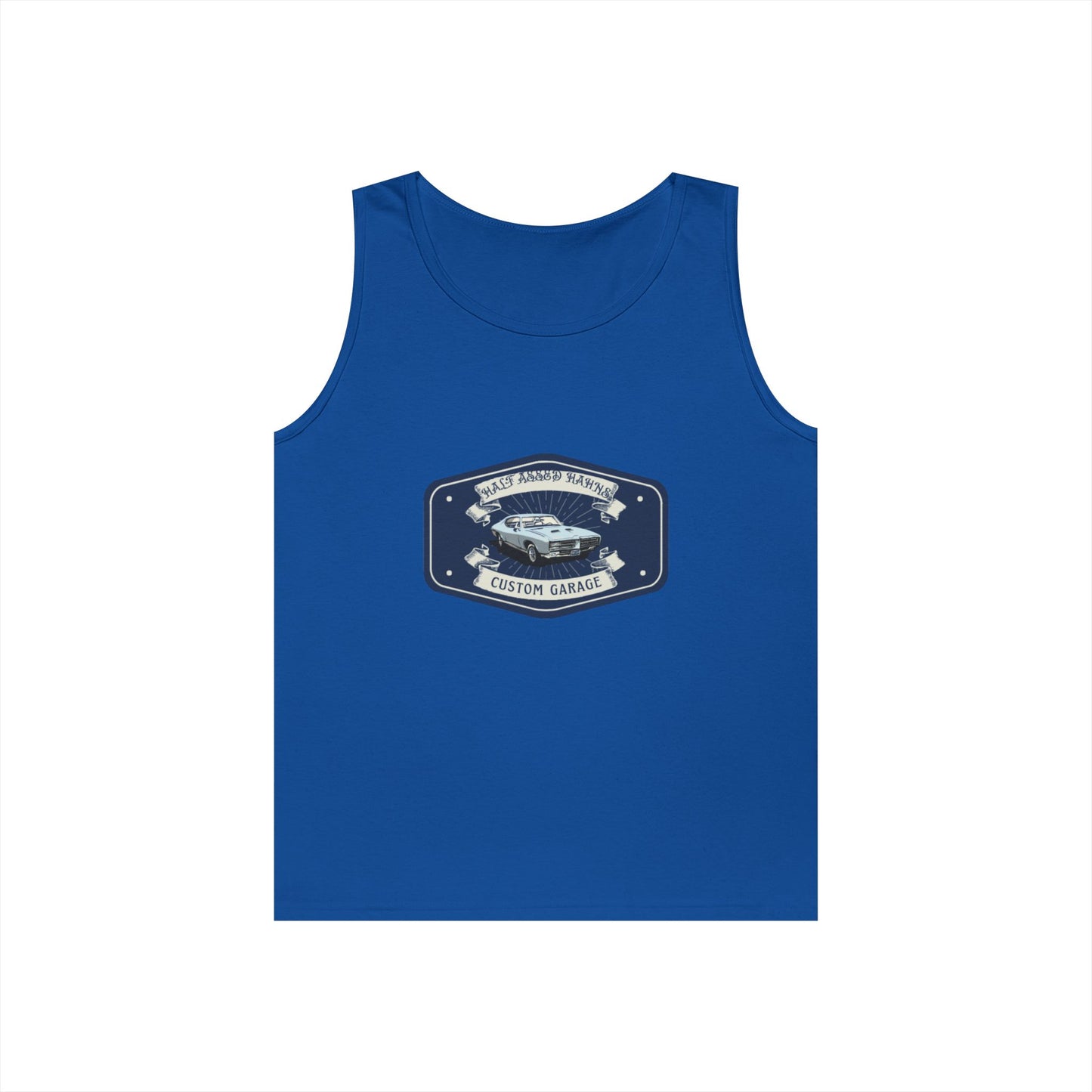 'HALF ASSED HAHNS' CUSTOM GARAGE - UNISEX HEAVY COTTON TANK TOP