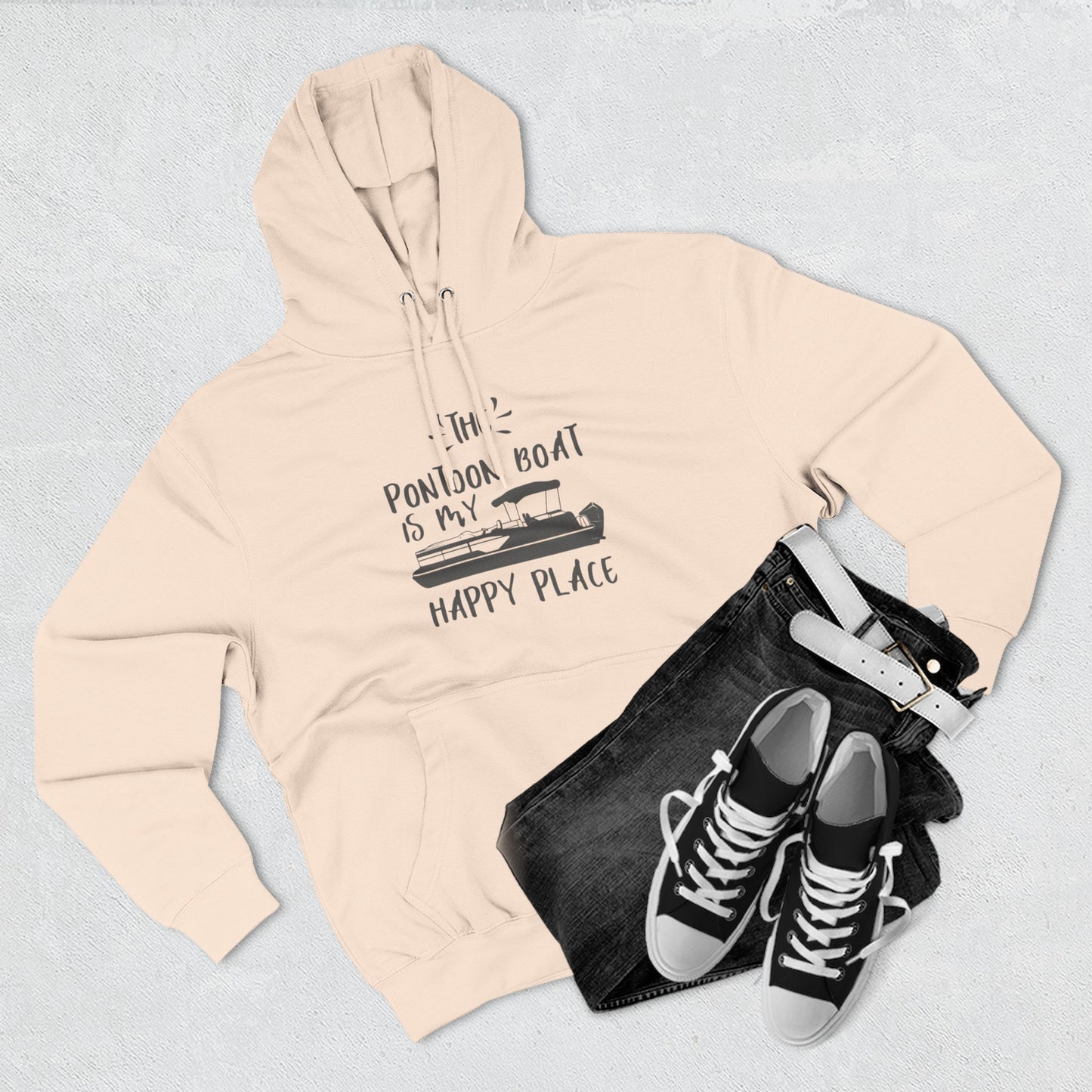 HAPPY PLACE - THREE PANEL FLEECE HOODIE