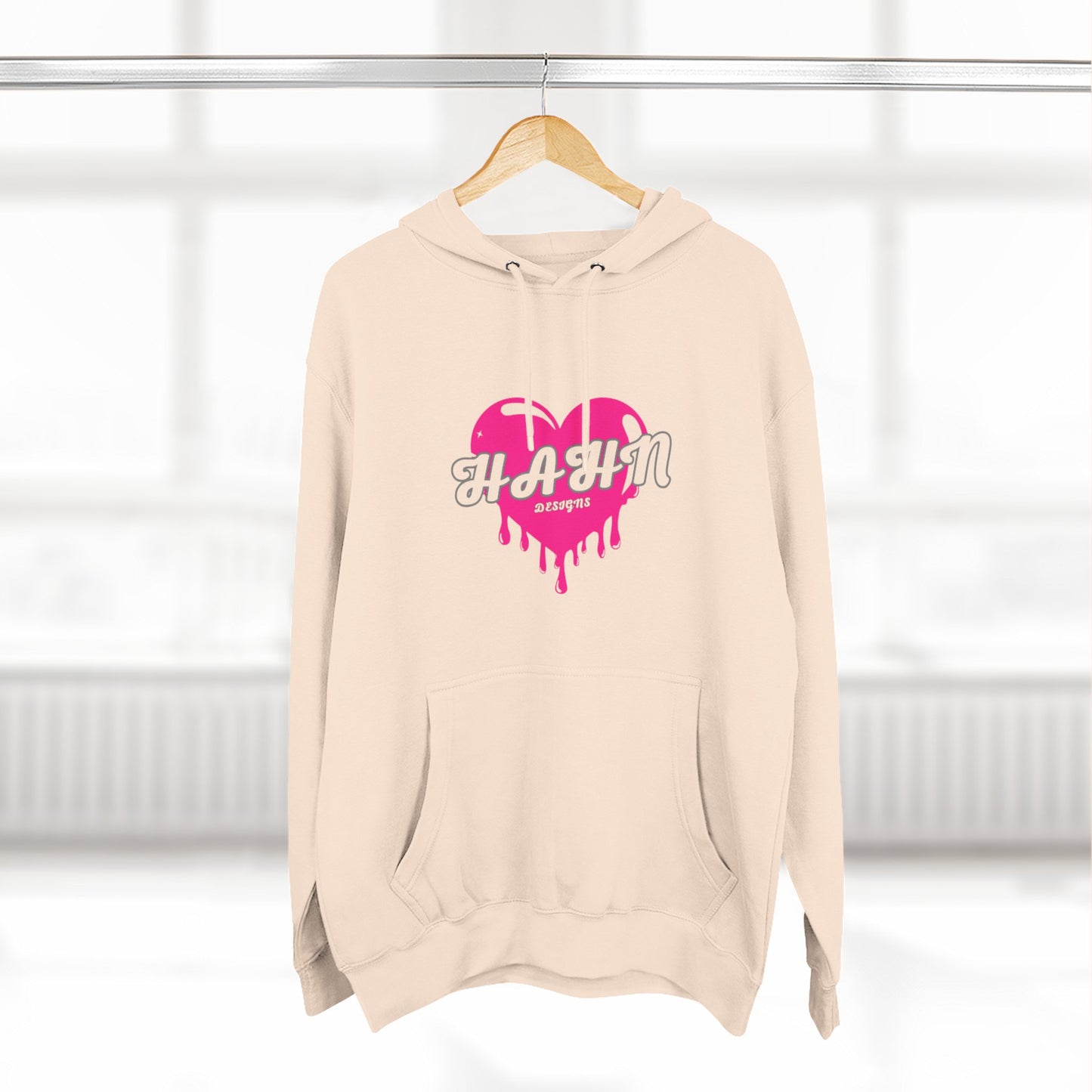 'HAHN' BLEEDING HEART - WOMENS FLEECE THREE PANEL HOODIE