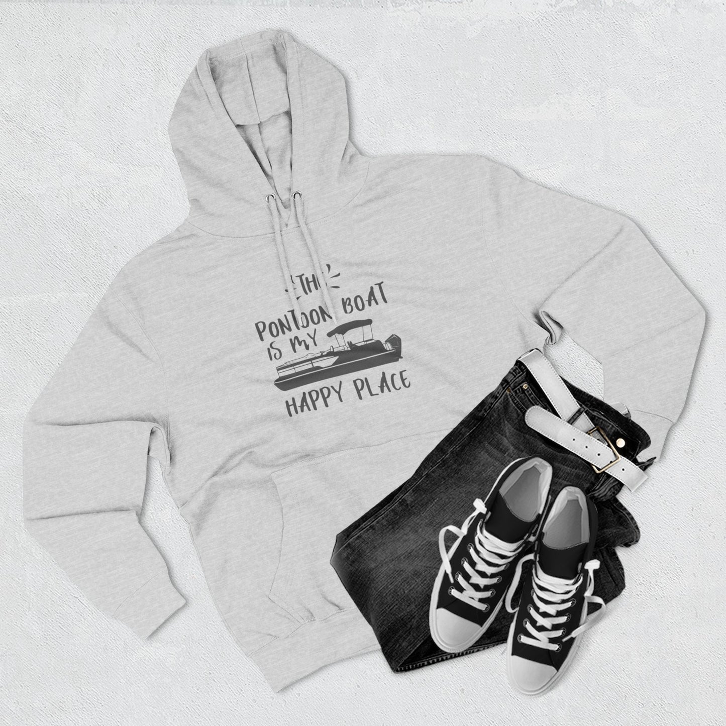 HAPPY PLACE - THREE PANEL FLEECE HOODIE