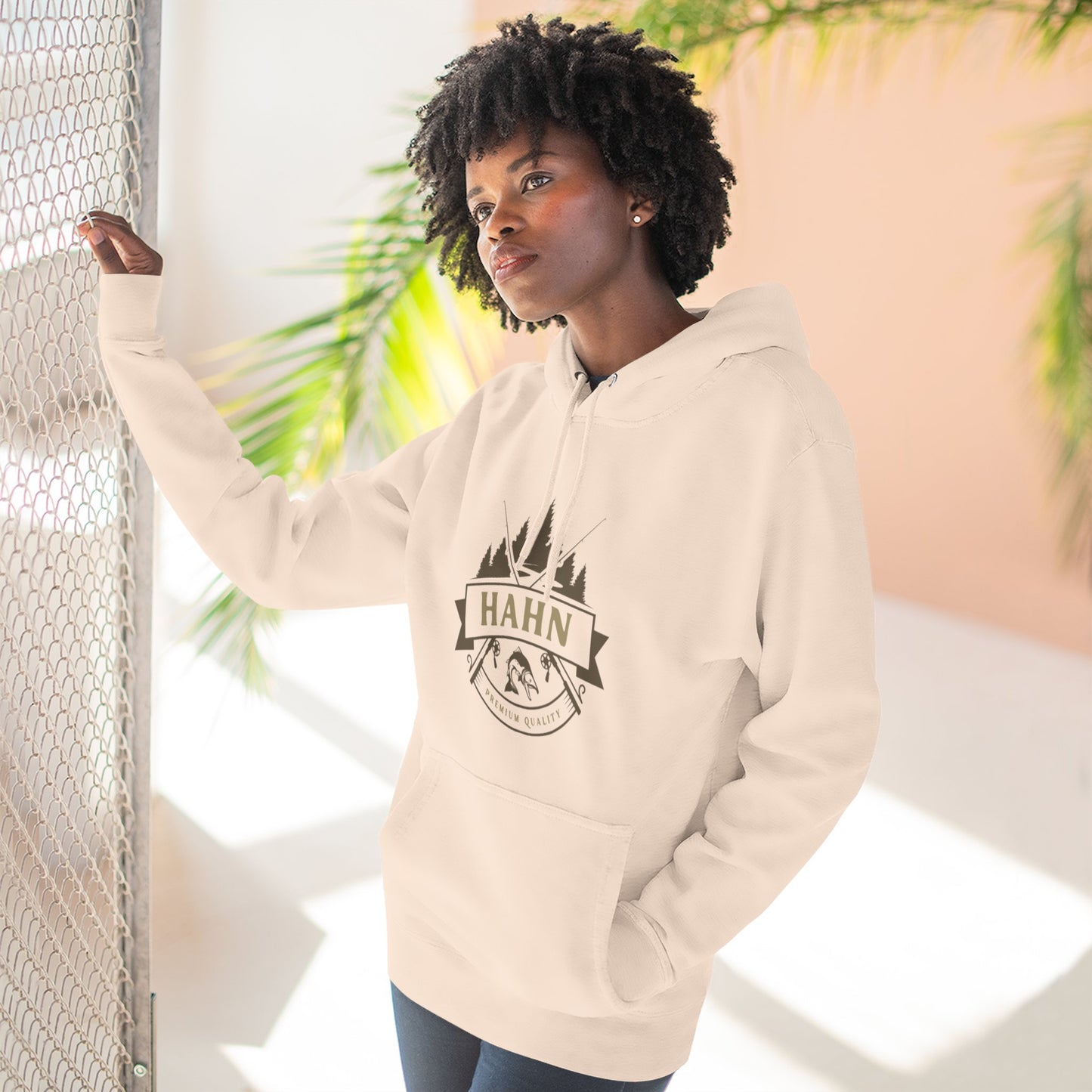 'HAHN' - ROD AND REEL - THREE PANEL FLEECE HOODIE
