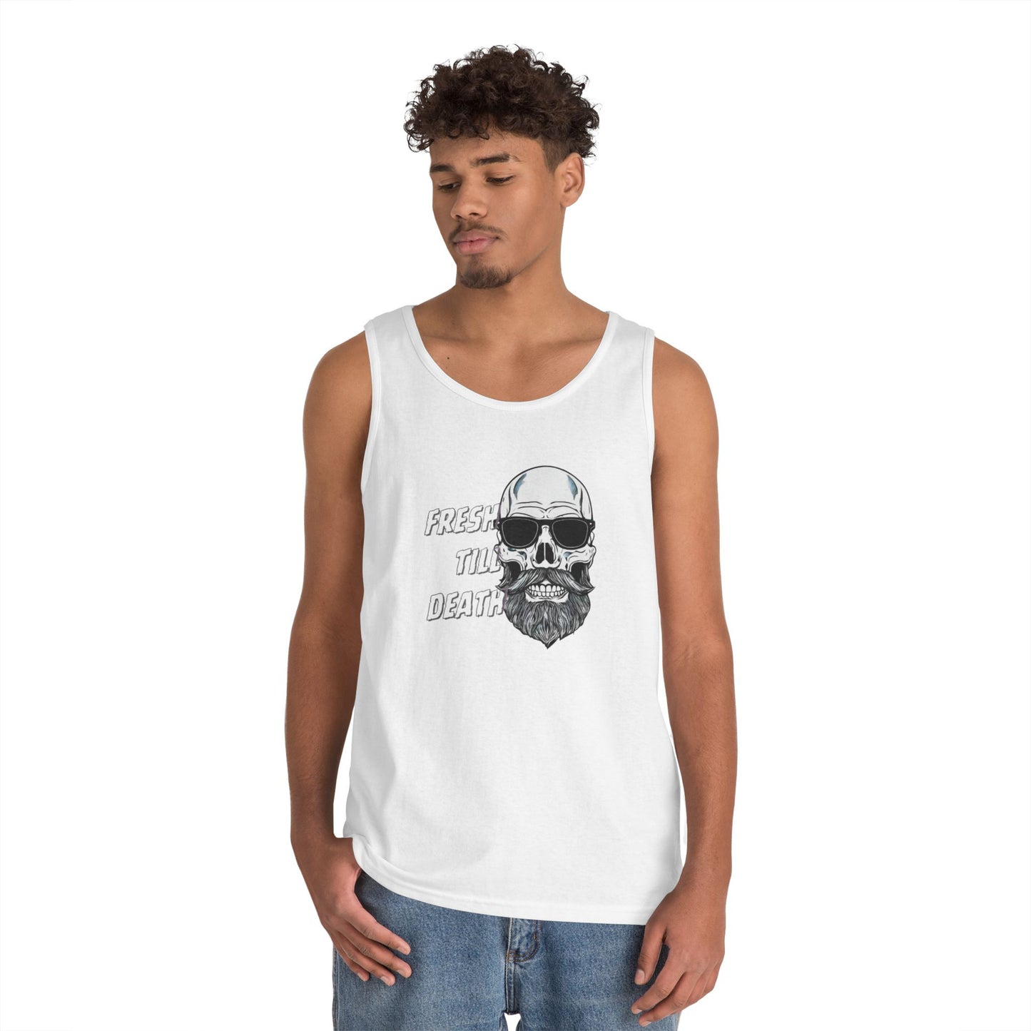 'FRESH TILL DEATH' BALDY - UNISEX HEAVY COTTON TANK TOP