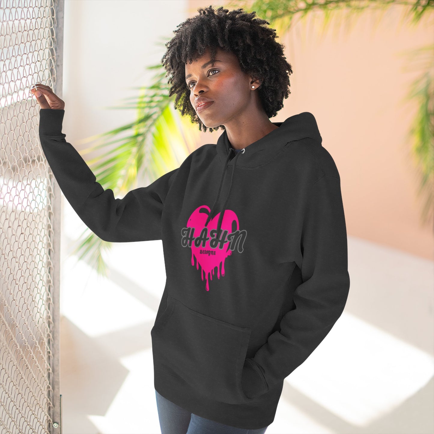 'HAHN' BLEEDING HEART - WOMENS FLEECE THREE PANEL HOODIE