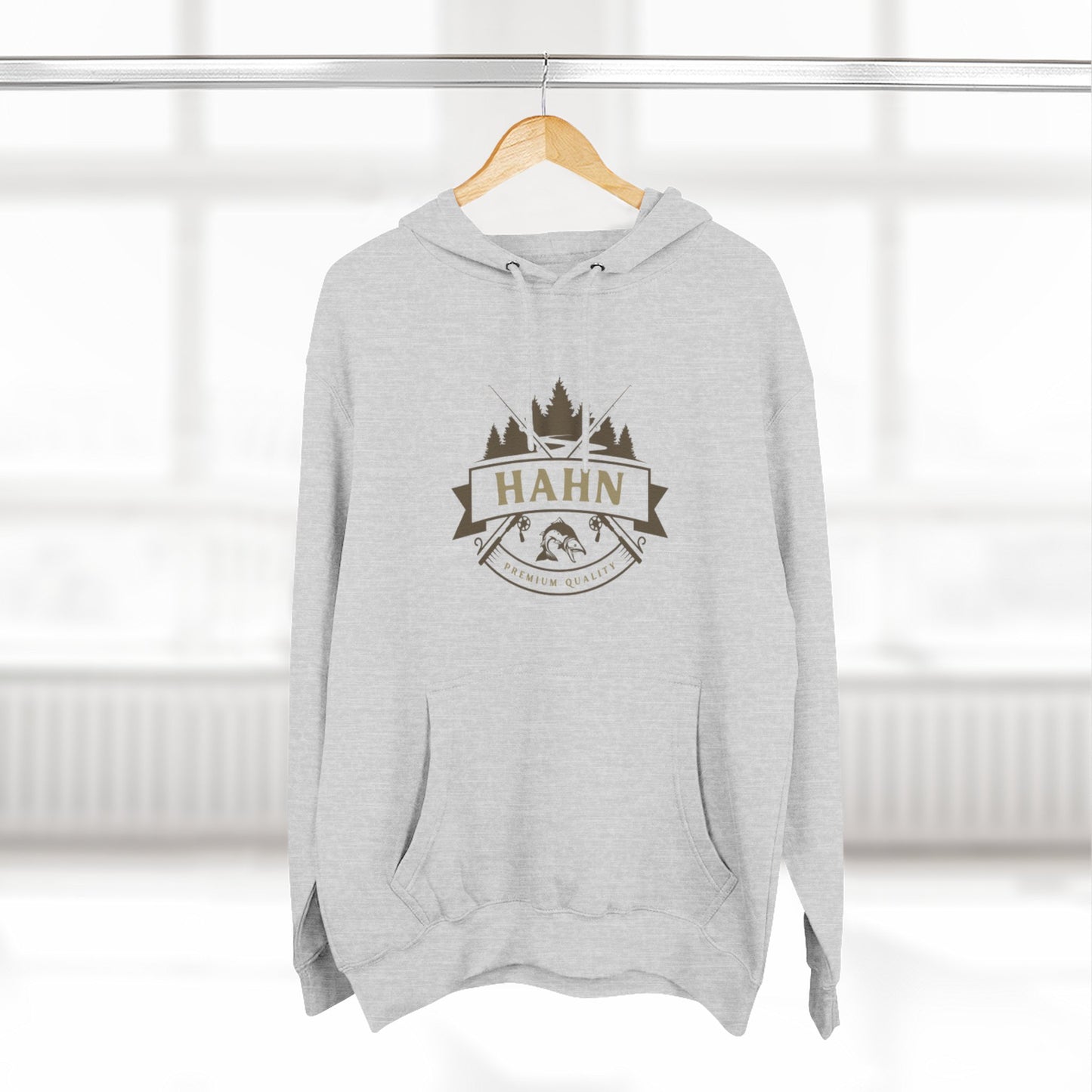 'HAHN' - ROD AND REEL - THREE PANEL FLEECE HOODIE