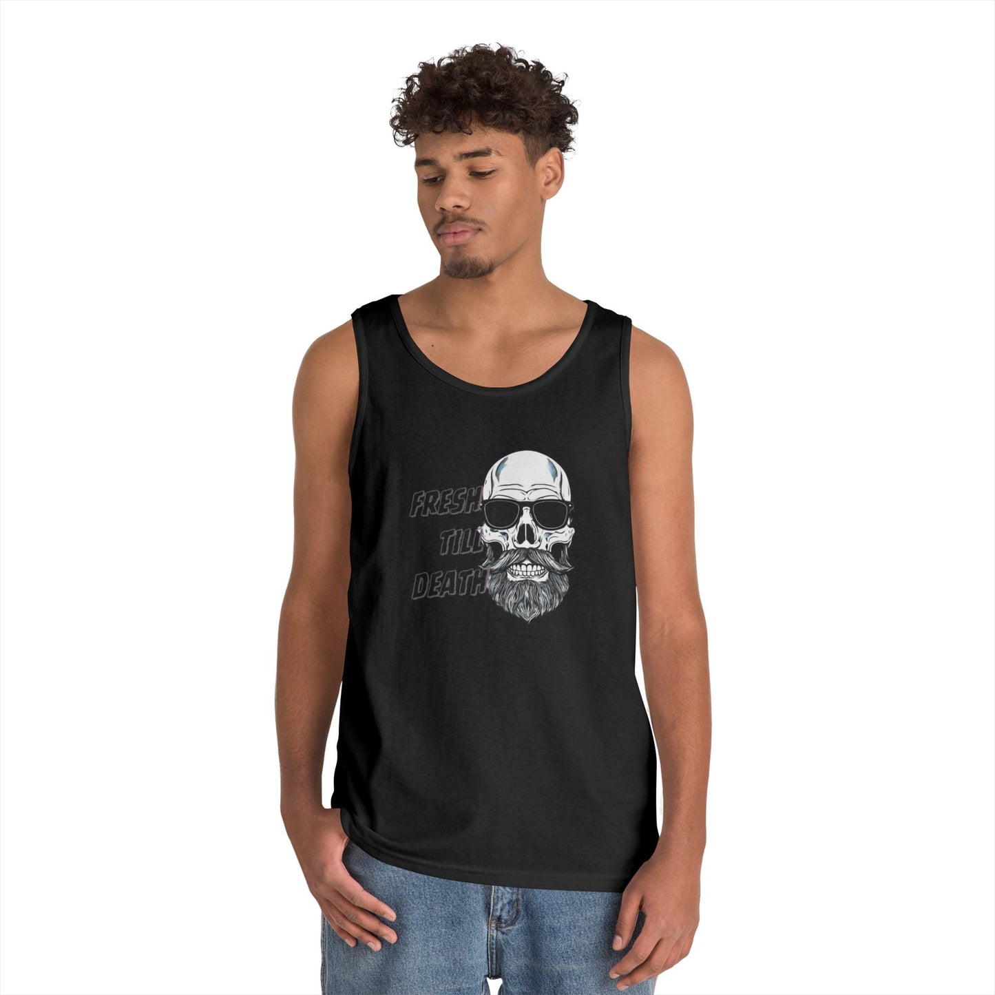 'FRESH TILL DEATH' BALDY - UNISEX HEAVY COTTON TANK TOP