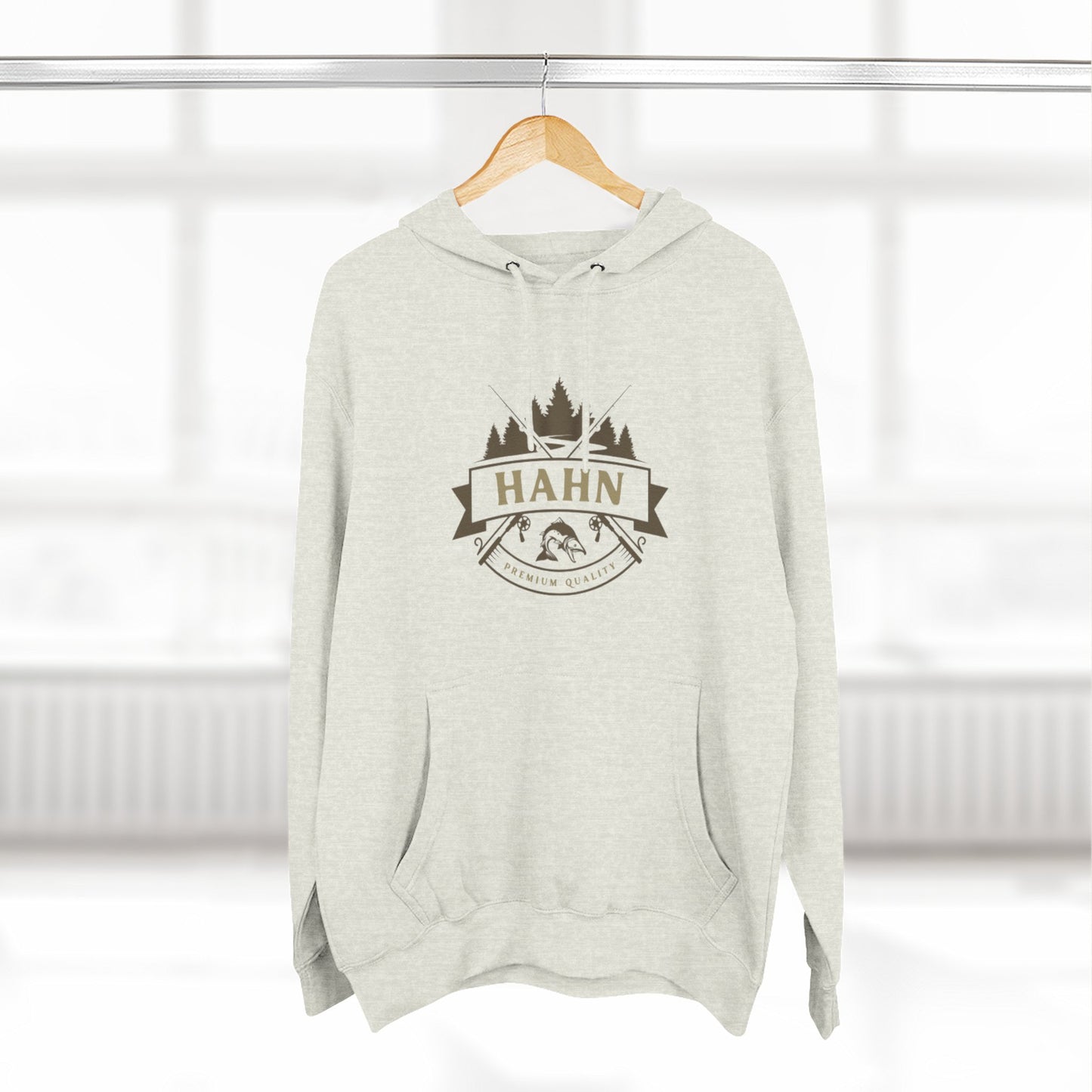 'HAHN' - ROD AND REEL - THREE PANEL FLEECE HOODIE