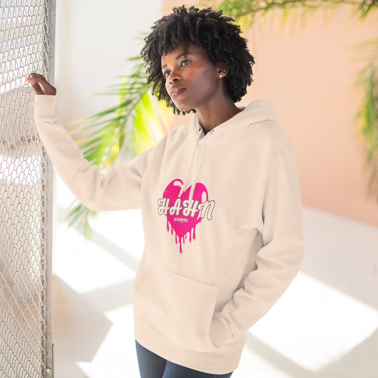 'HAHN' BLEEDING HEART - WOMENS FLEECE THREE PANEL HOODIE