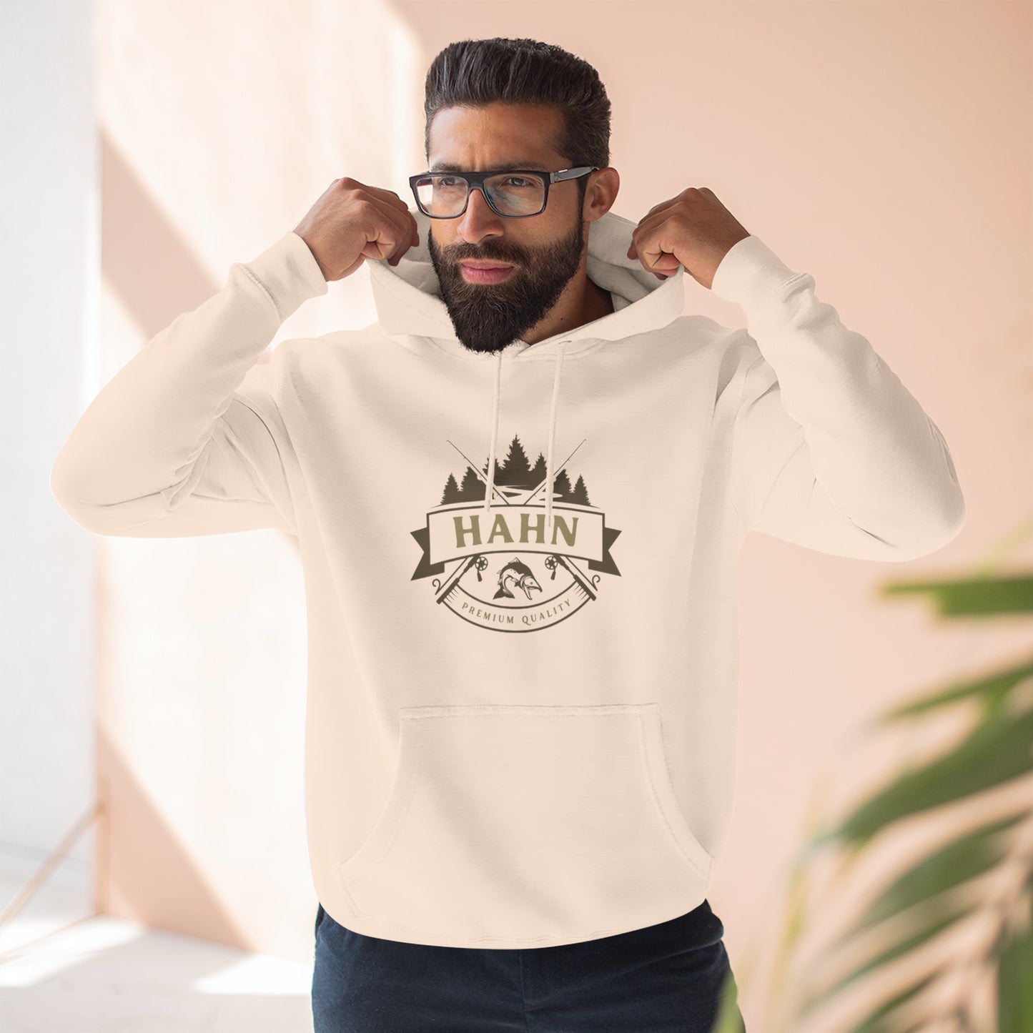 'HAHN' - ROD AND REEL - THREE PANEL FLEECE HOODIE