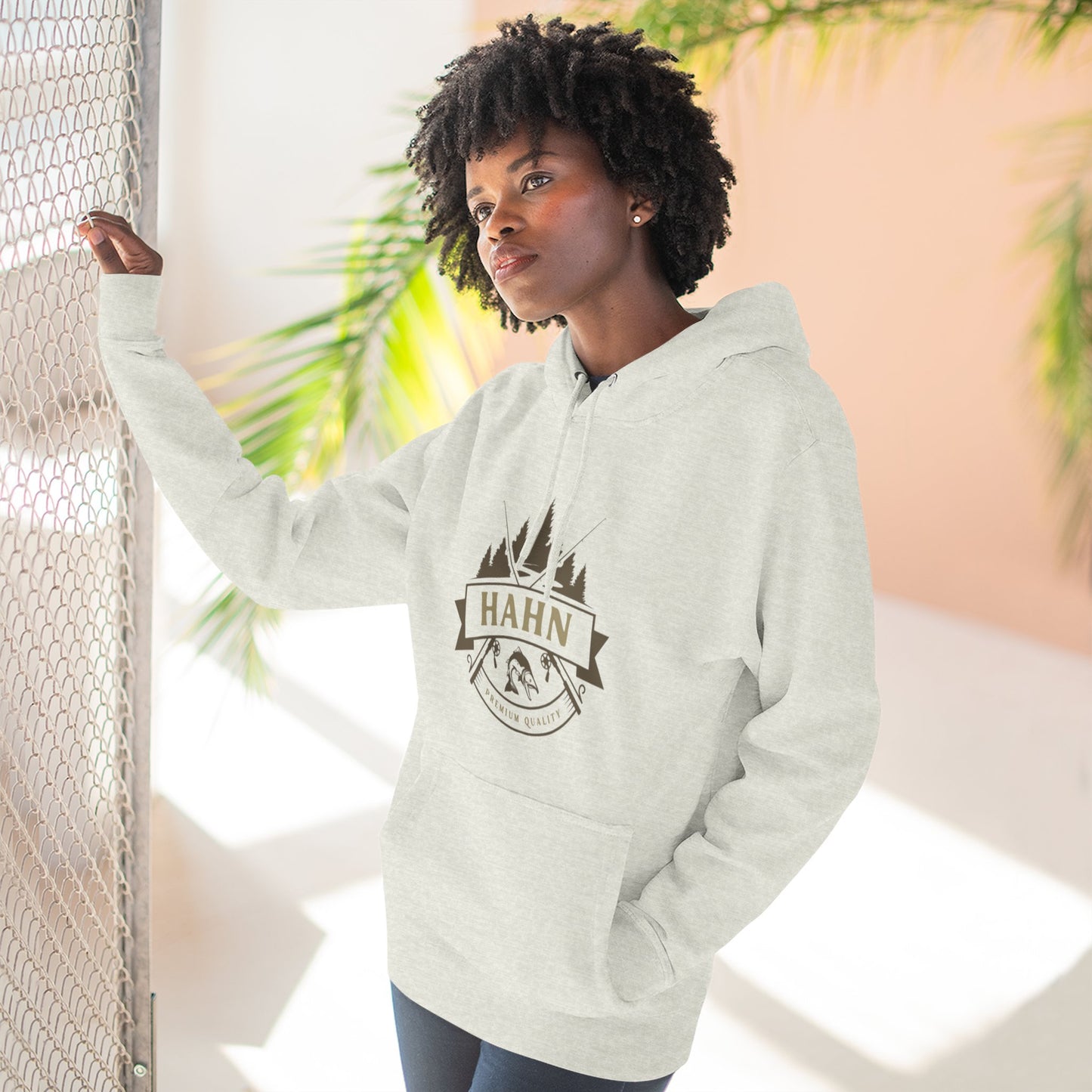 'HAHN' - ROD AND REEL - THREE PANEL FLEECE HOODIE