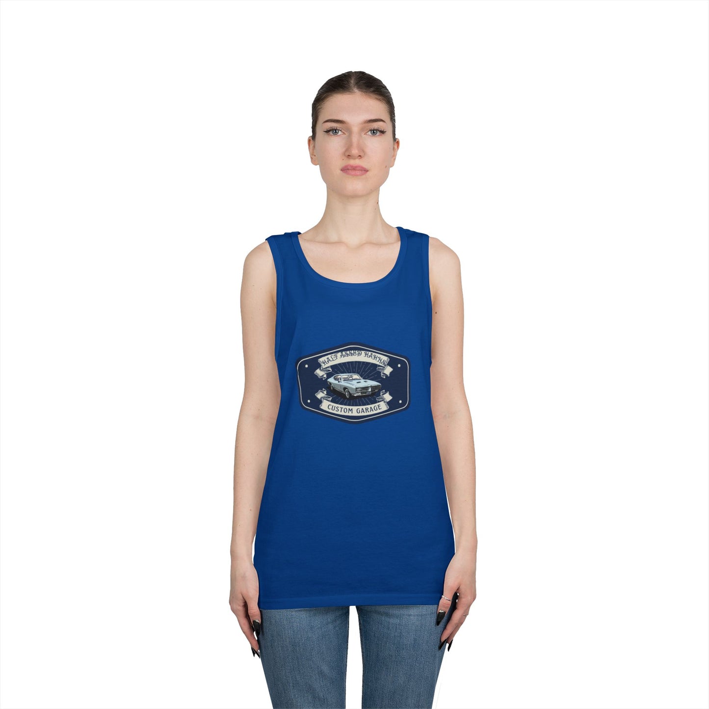 'HALF ASSED HAHNS' CUSTOM GARAGE - UNISEX HEAVY COTTON TANK TOP