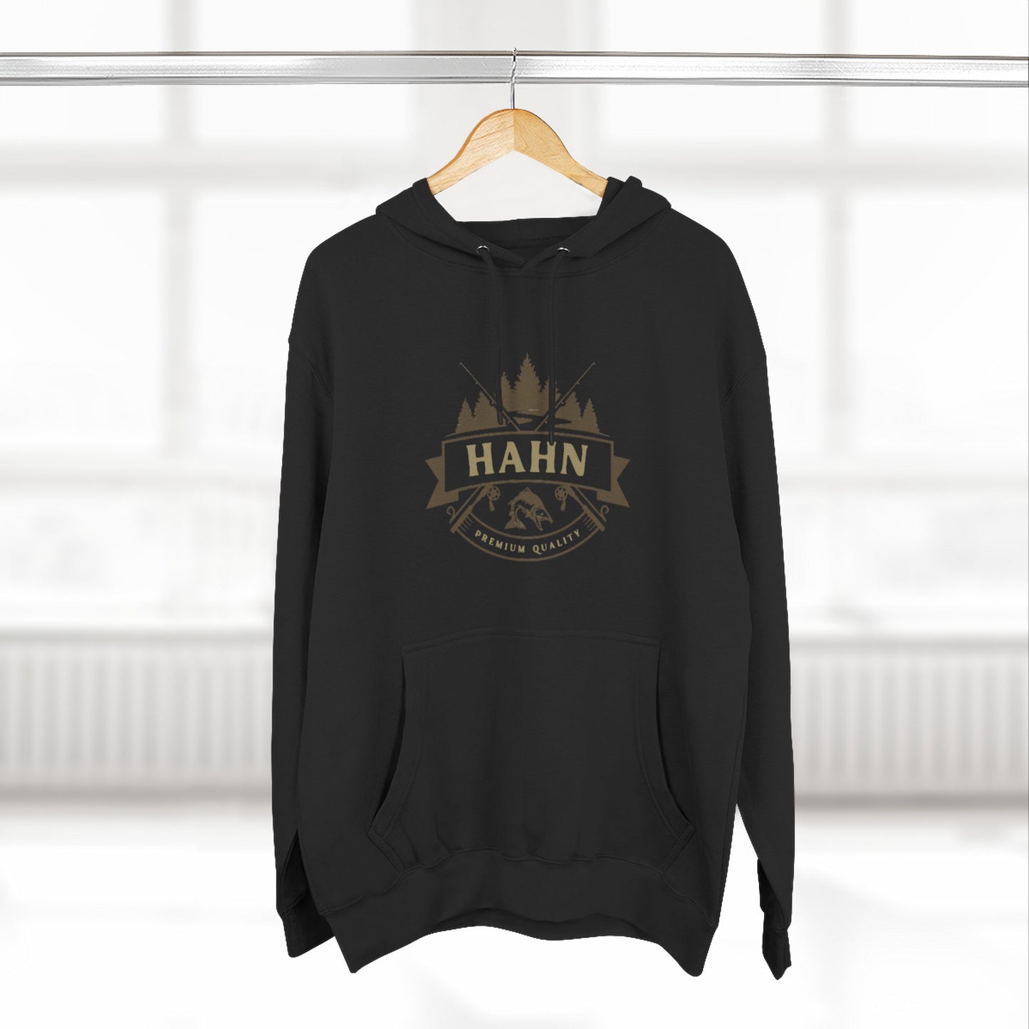 'HAHN' - ROD AND REEL - THREE PANEL FLEECE HOODIE