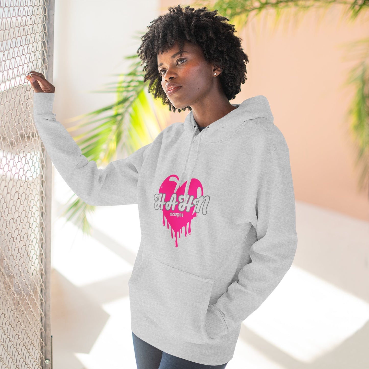 'HAHN' BLEEDING HEART - WOMENS FLEECE THREE PANEL HOODIE
