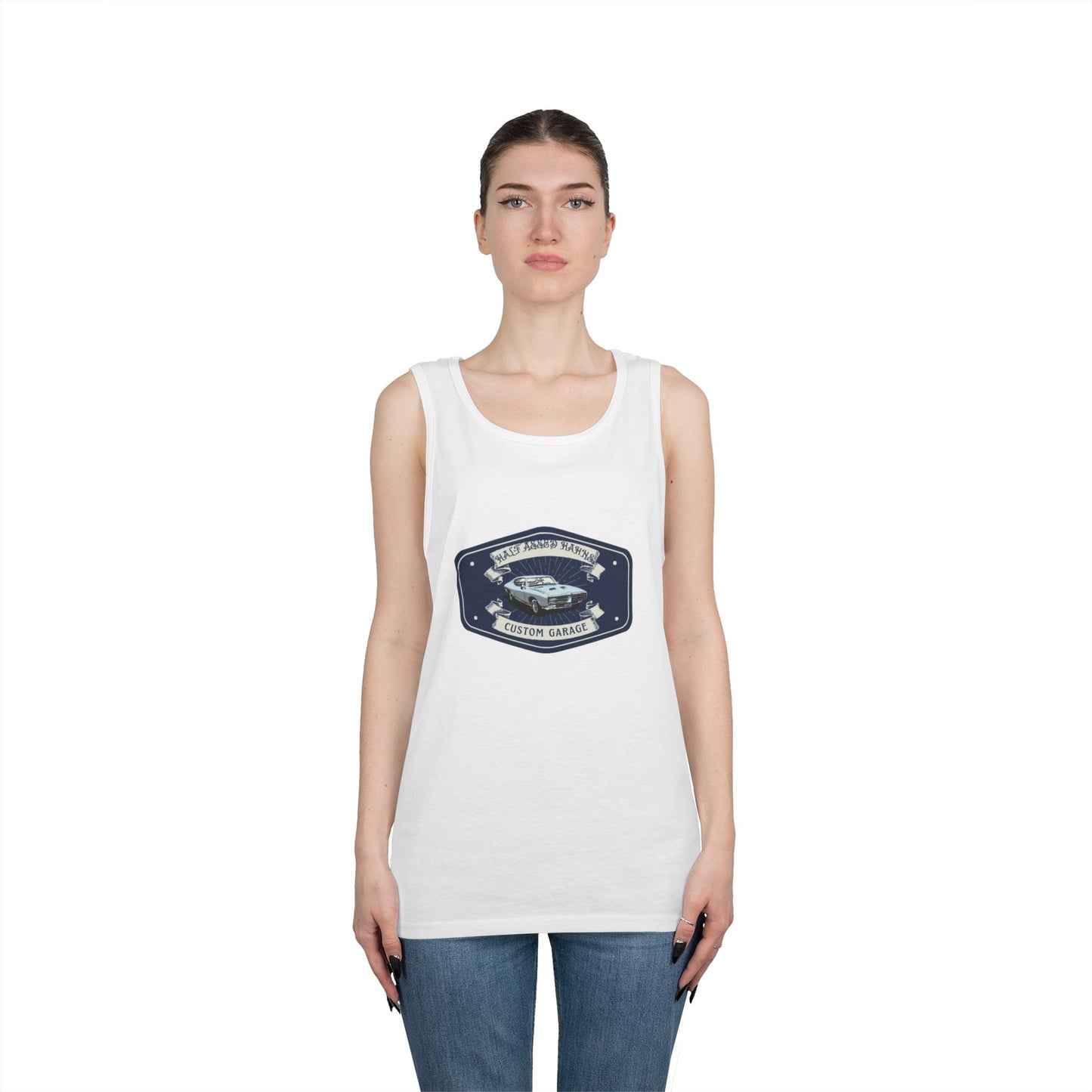 'HALF ASSED HAHNS' CUSTOM GARAGE - UNISEX HEAVY COTTON TANK TOP