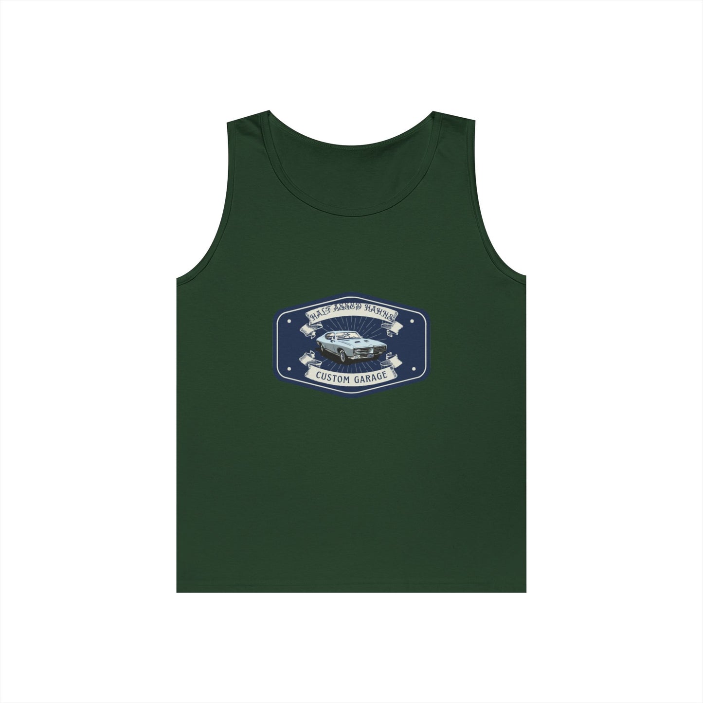 'HALF ASSED HAHNS' CUSTOM GARAGE - UNISEX HEAVY COTTON TANK TOP