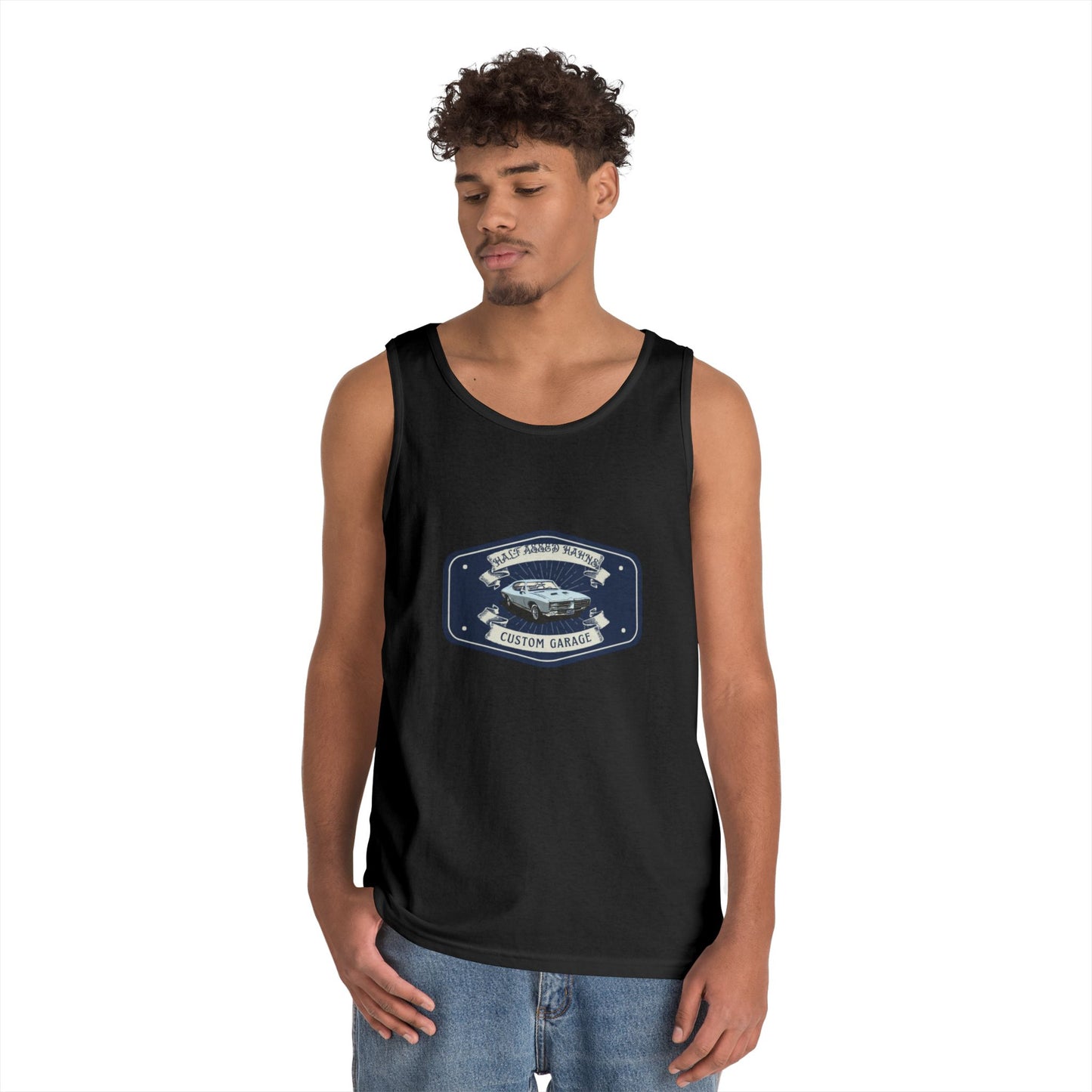 'HALF ASSED HAHNS' CUSTOM GARAGE - UNISEX HEAVY COTTON TANK TOP
