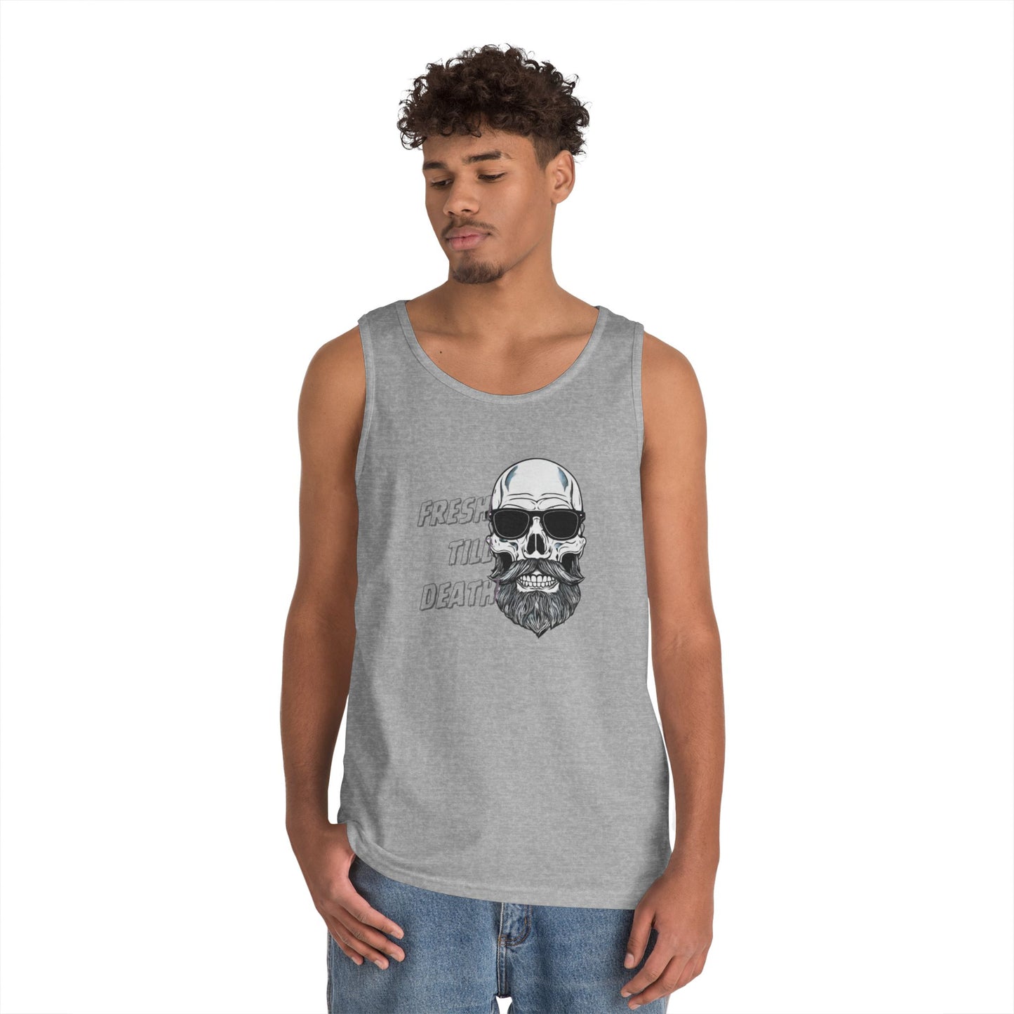 'FRESH TILL DEATH' BALDY - UNISEX HEAVY COTTON TANK TOP