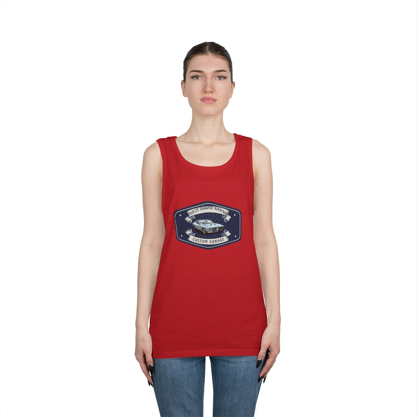 'HALF ASSED HAHNS' CUSTOM GARAGE - UNISEX HEAVY COTTON TANK TOP
