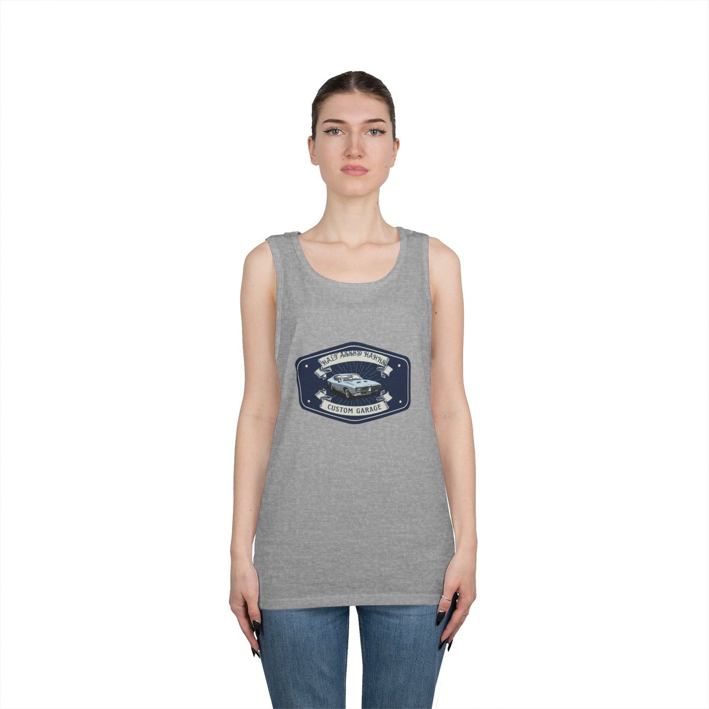 'HALF ASSED HAHNS' CUSTOM GARAGE - UNISEX HEAVY COTTON TANK TOP