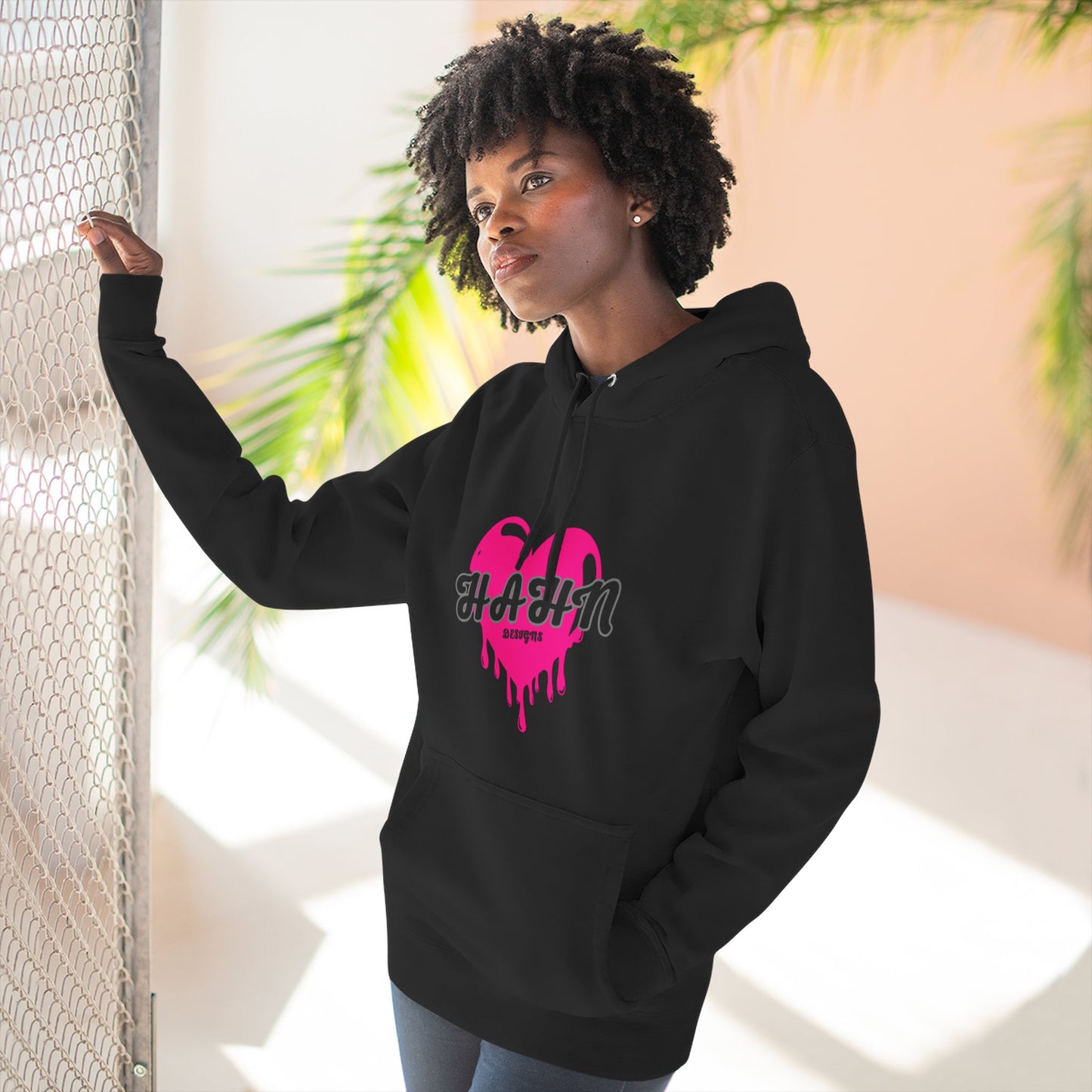 'HAHN' BLEEDING HEART - WOMENS FLEECE THREE PANEL HOODIE