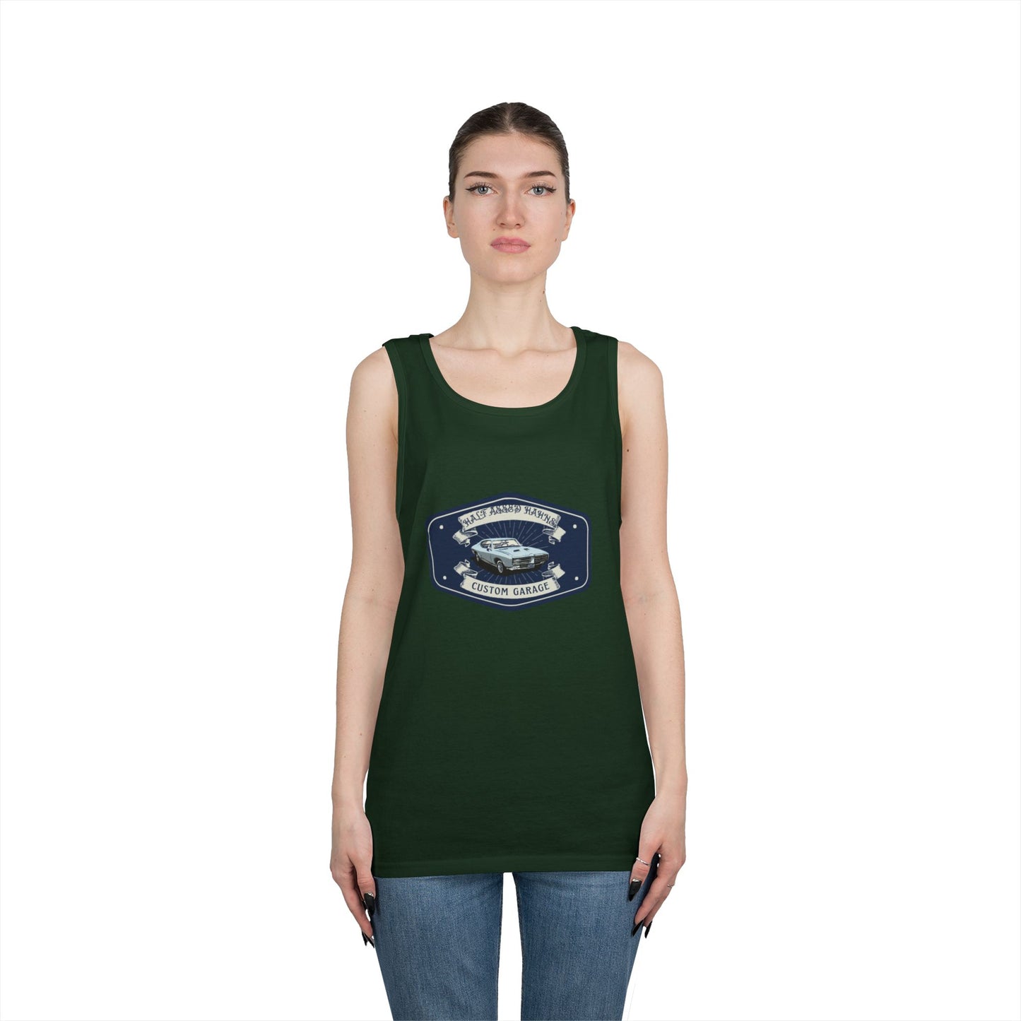 'HALF ASSED HAHNS' CUSTOM GARAGE - UNISEX HEAVY COTTON TANK TOP