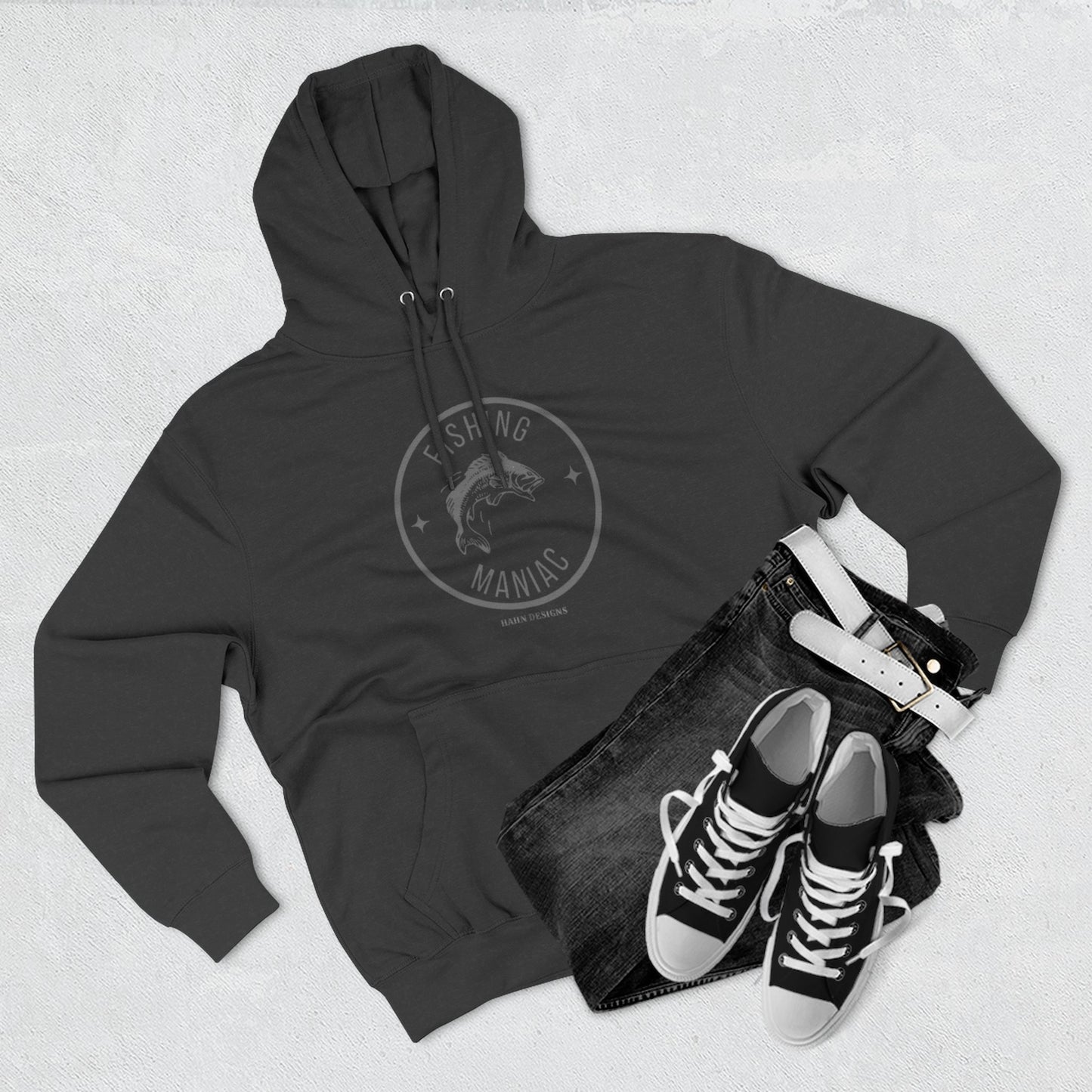 'HAHN' - FISHING MANIAC - THREE PANEL FLEECE HOODIE