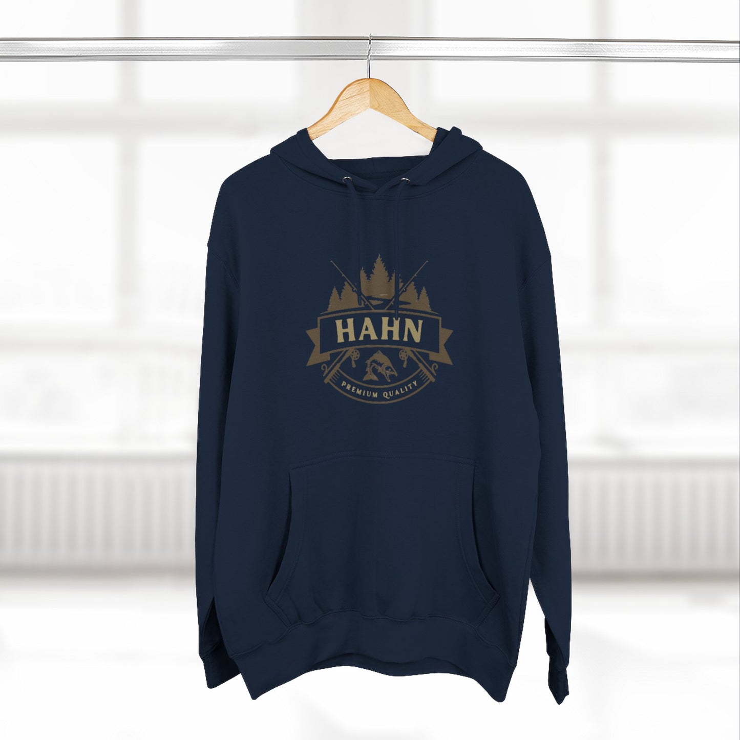 'HAHN' - ROD AND REEL - THREE PANEL FLEECE HOODIE