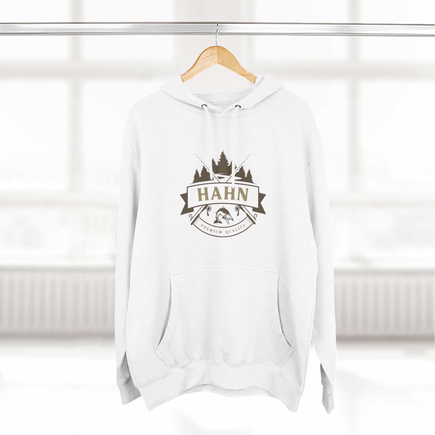 'HAHN' - ROD AND REEL - THREE PANEL FLEECE HOODIE