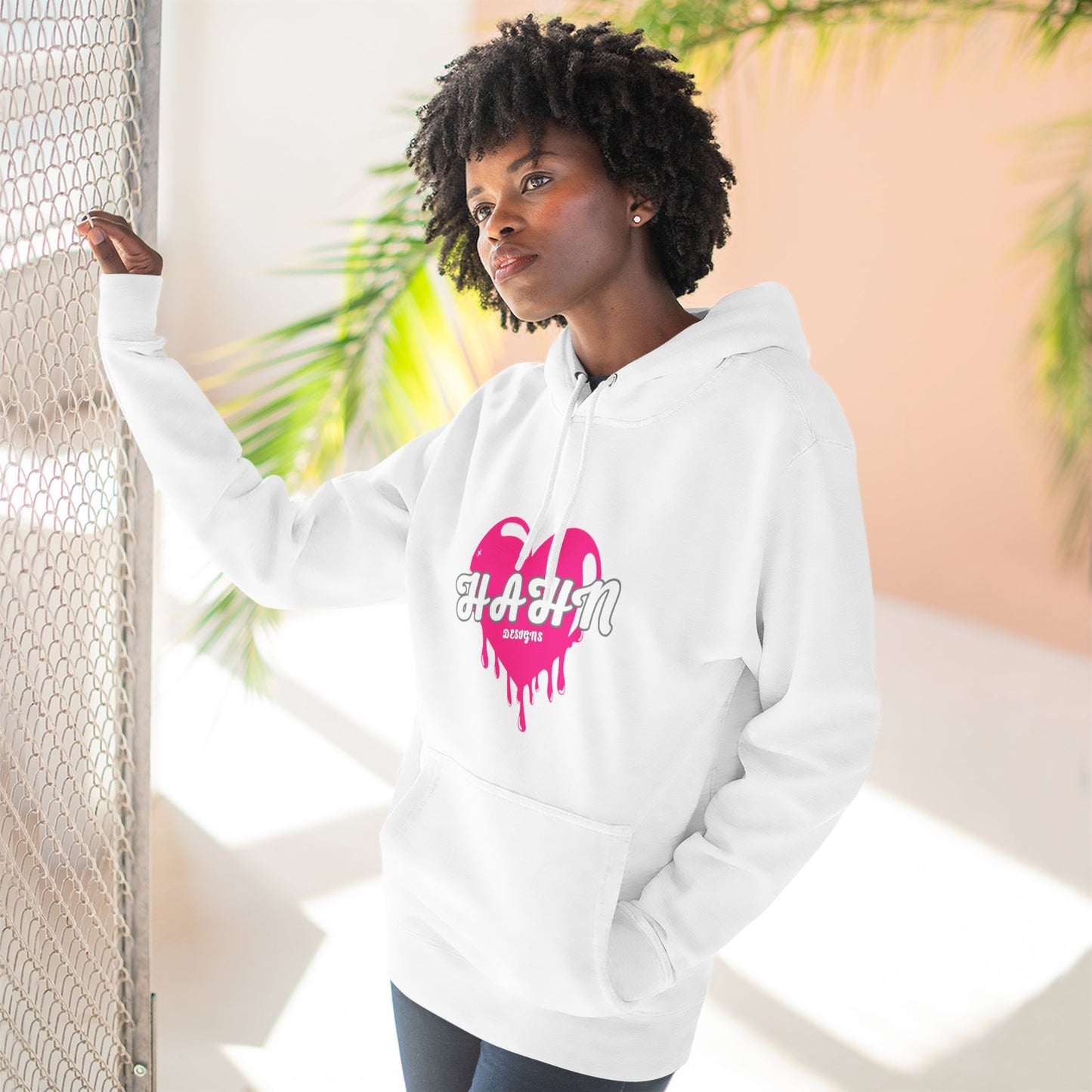 'HAHN' BLEEDING HEART - WOMENS FLEECE THREE PANEL HOODIE