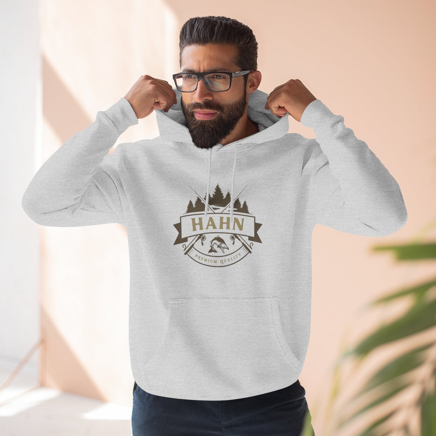 'HAHN' - ROD AND REEL - THREE PANEL FLEECE HOODIE