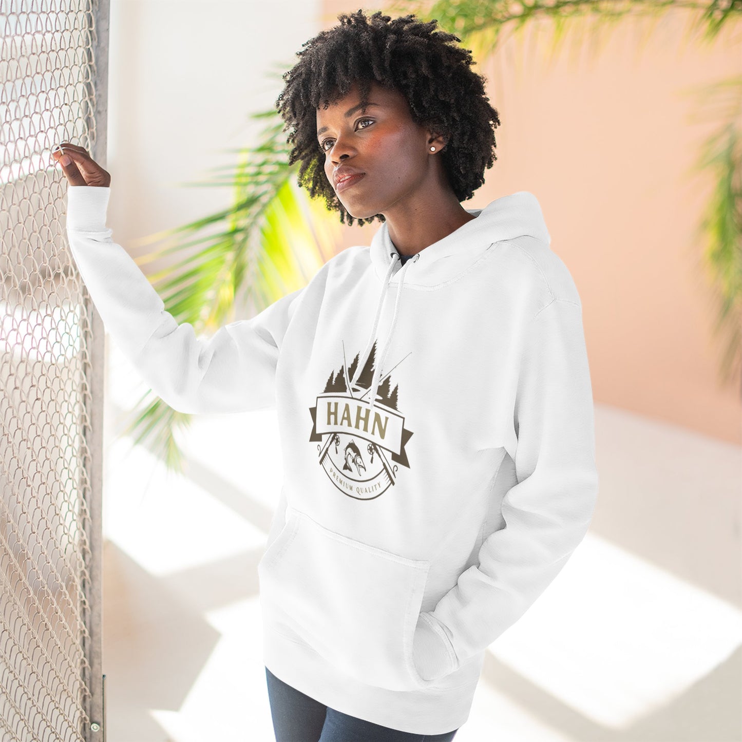 'HAHN' - ROD AND REEL - THREE PANEL FLEECE HOODIE