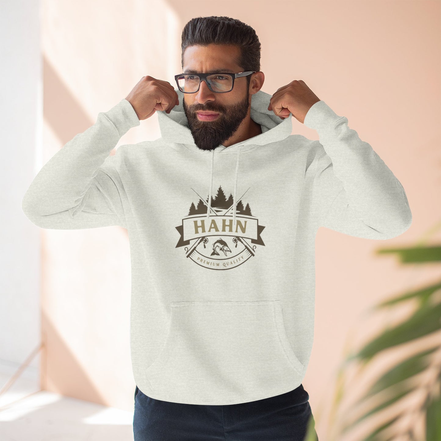 'HAHN' - ROD AND REEL - THREE PANEL FLEECE HOODIE